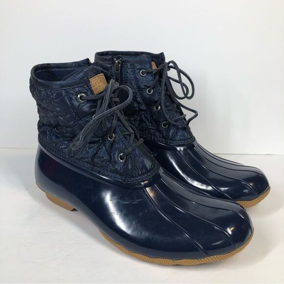 Sperry Top Sider Saltwater Nylon Quilted Navy Blue Duck Boots Women's Size 11 - Picture 1 of 10